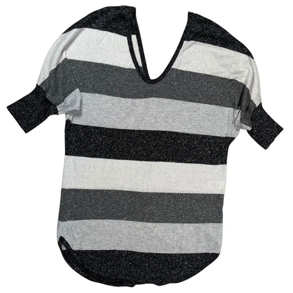 Express Women's Striped Metallic Sweater Sz Small Button Details‎ Dolman Sleeves